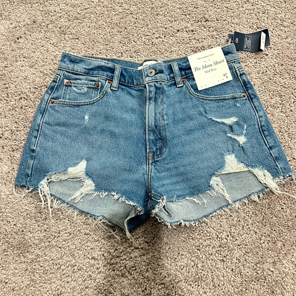 Abercrombie & Fitch Blue Distressed Jean Shorts